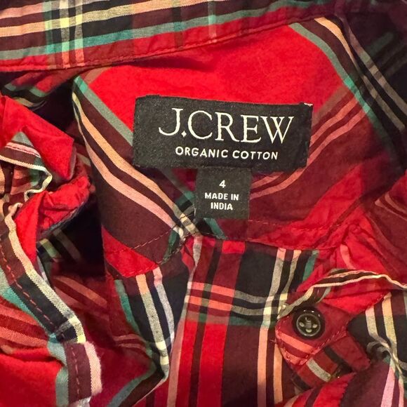 J.Crew Cottage top in plaid cotton poplin in deep ruby 4 - Picture 3 of 5